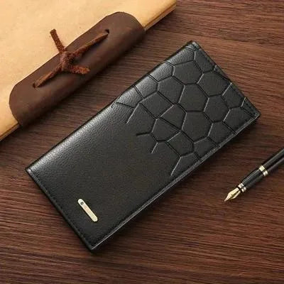 Men's Leather Wallet – Croc Texture Slim Bifold Wallet for Daily Use