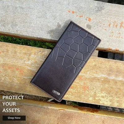 Men's Leather Wallet – Croc Texture Slim Bifold Wallet for Daily Use