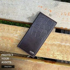 Men's Leather Wallet – Croc Texture Slim Bifold Wallet for Daily Use