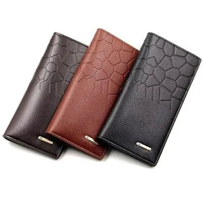 Men's Leather Wallet – Croc Texture Slim Bifold Wallet for Daily Use