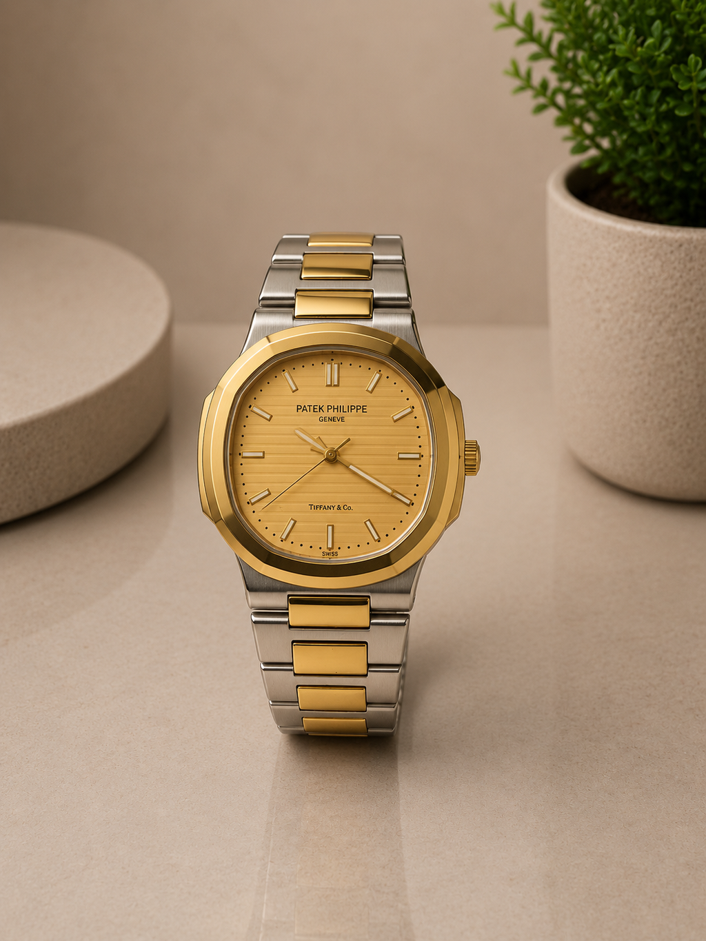 Gold Silver Men's Wrist Watch – Elegant Formal Dress Watch for Daily Wear