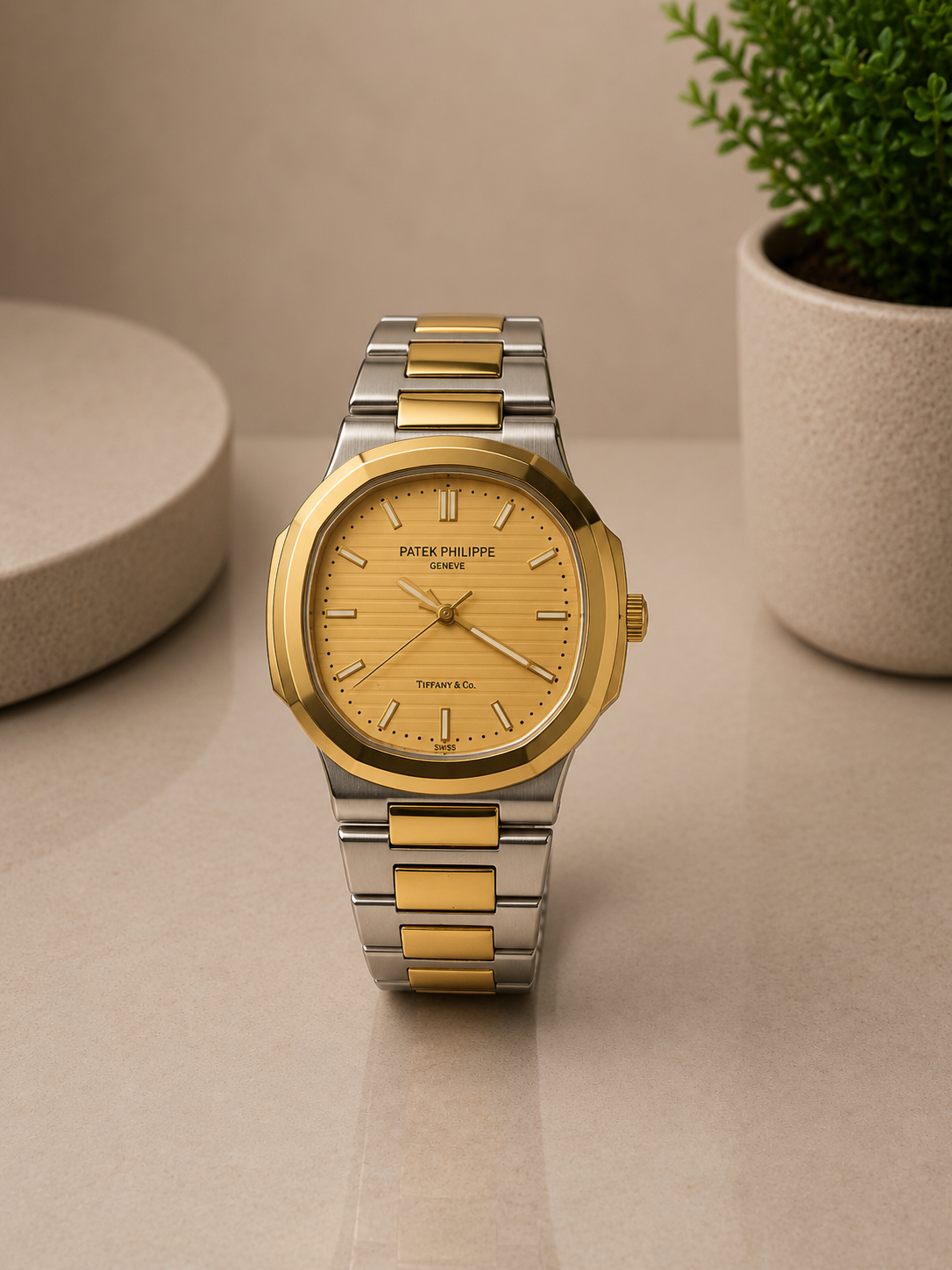 Gold Silver Men's Wrist Watch – Elegant Formal Dress Watch for Daily Wear