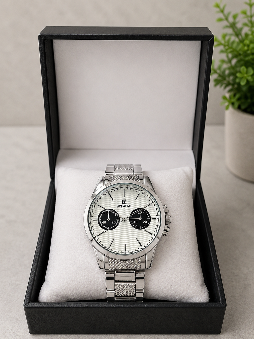 AQUATIME Silver Classic Watch for Men – Premium Stainless Steel Wristwatch
