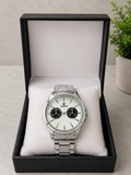 AQUATIME Silver Classic Watch for Men – Premium Stainless Steel Wristwatch