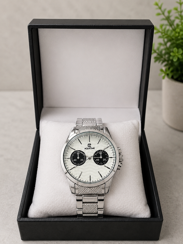 AQUATIME Silver Classic Watch for Men – Premium Stainless Steel Wristwatch
