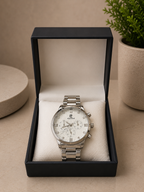 AQUATIME Silver Chronograph Watch for Men – Stainless Steel Bracelet
