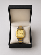 Aqua Time Gold Silver Quartz Watch for Men – Luxury Two-Tone Wristwatch